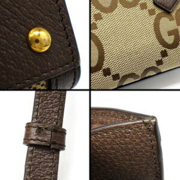 Gucci Diana Shoulder Bag Camel Brown Ebony Jumbo GG Canvas Leather - Picture 9 of 10